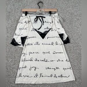 Soma 2 pc V-Neck Cami & Shorts Pajama Set Cream
Black Script Womens Size XS